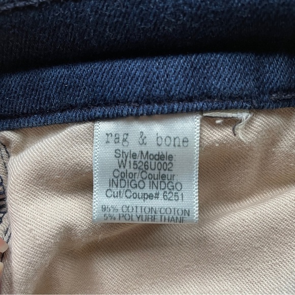 Rag & Bone Dark Wash Indigo Low Rise Capri Cropped Skinny Jeans - 28" - Picture 5 of 10